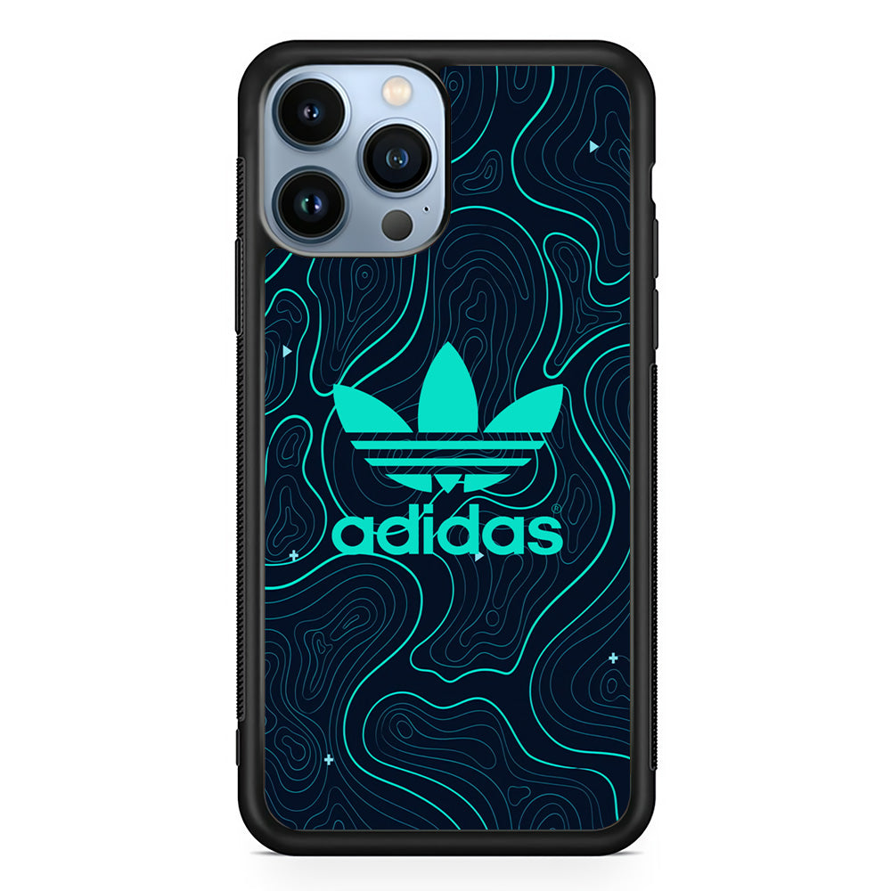 Adidas Glowing Blue Contour iPhone 15 Pro Case-Mobile Phone Case-Rubber Black (2D Case)-Altracase