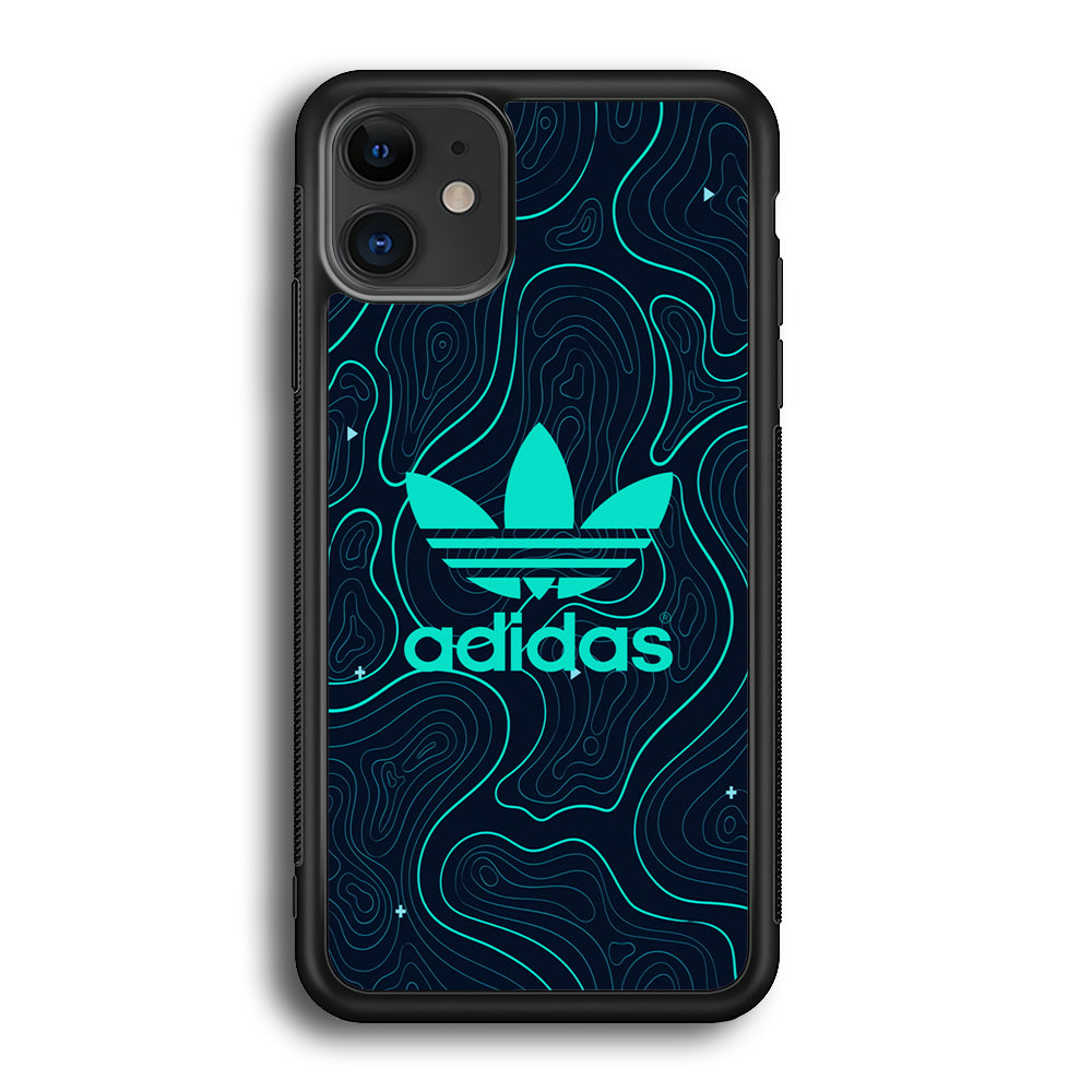 Adidas Glowing Blue Contour iPhone 12 Case-Mobile Phone Case-Rubber Black (2D Case)-Altracase