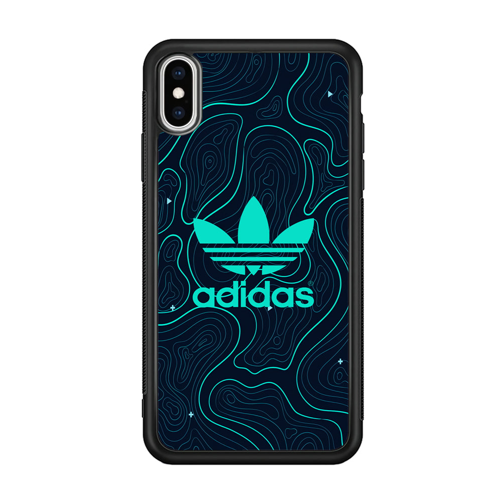 Adidas Glowing Blue Contour iPhone Xs Case-Mobile Phone Case-Rubber Black (2D Case)-Altracase