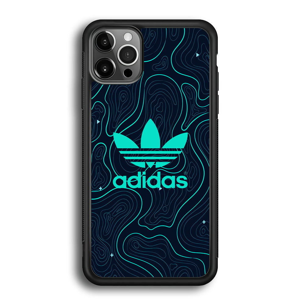 Adidas Glowing Blue Contour iPhone 12 Pro Case-Mobile Phone Case-Rubber Black (2D Case)-Altracase