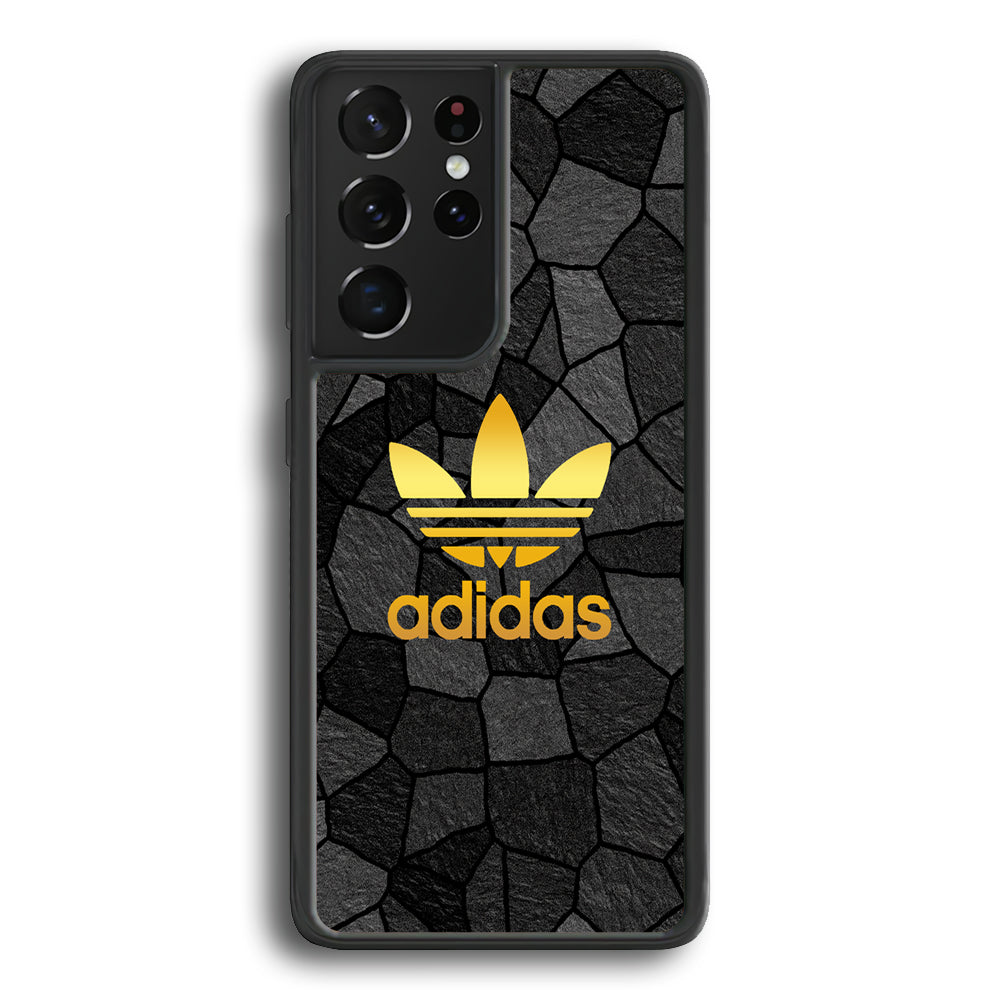 Adidas Gold Rock Patern Samsung Galaxy S21 Ultra Case-Mobile Phone Case-Rubber Black (2D Case)-Altracase