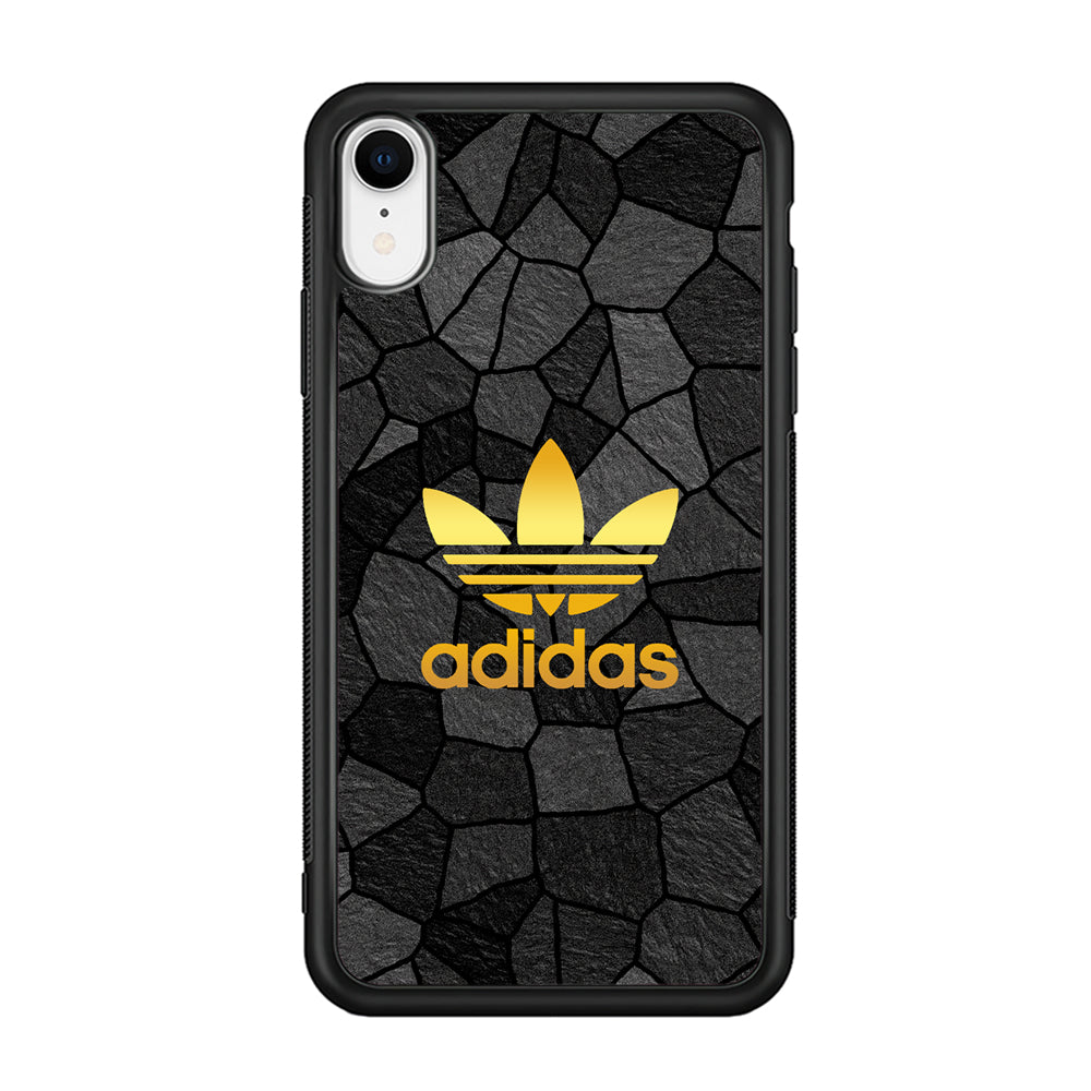 Adidas Gold Rock Patern iPhone XR Case-Mobile Phone Case-Rubber Black (2D Case)-Altracase