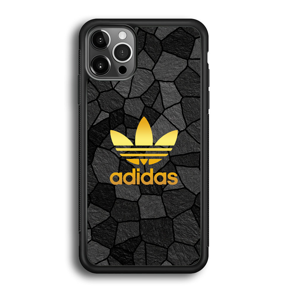 Adidas Gold Rock Patern iPhone 12 Pro Case-Mobile Phone Case-Rubber Black (2D Case)-Altracase