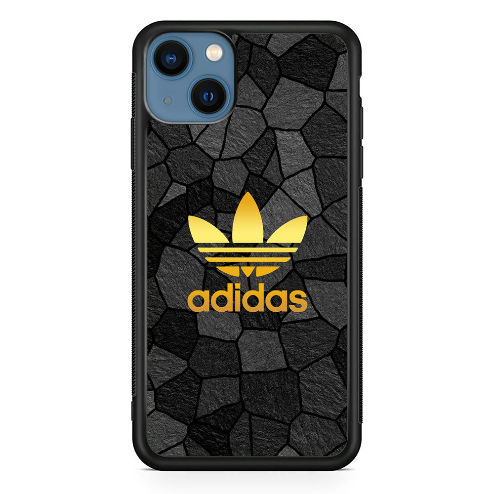 Adidas Gold Rock Patern iPhone 15 Plus Case-Mobile Phone Case-Rubber Black (2D Case)-Altracase