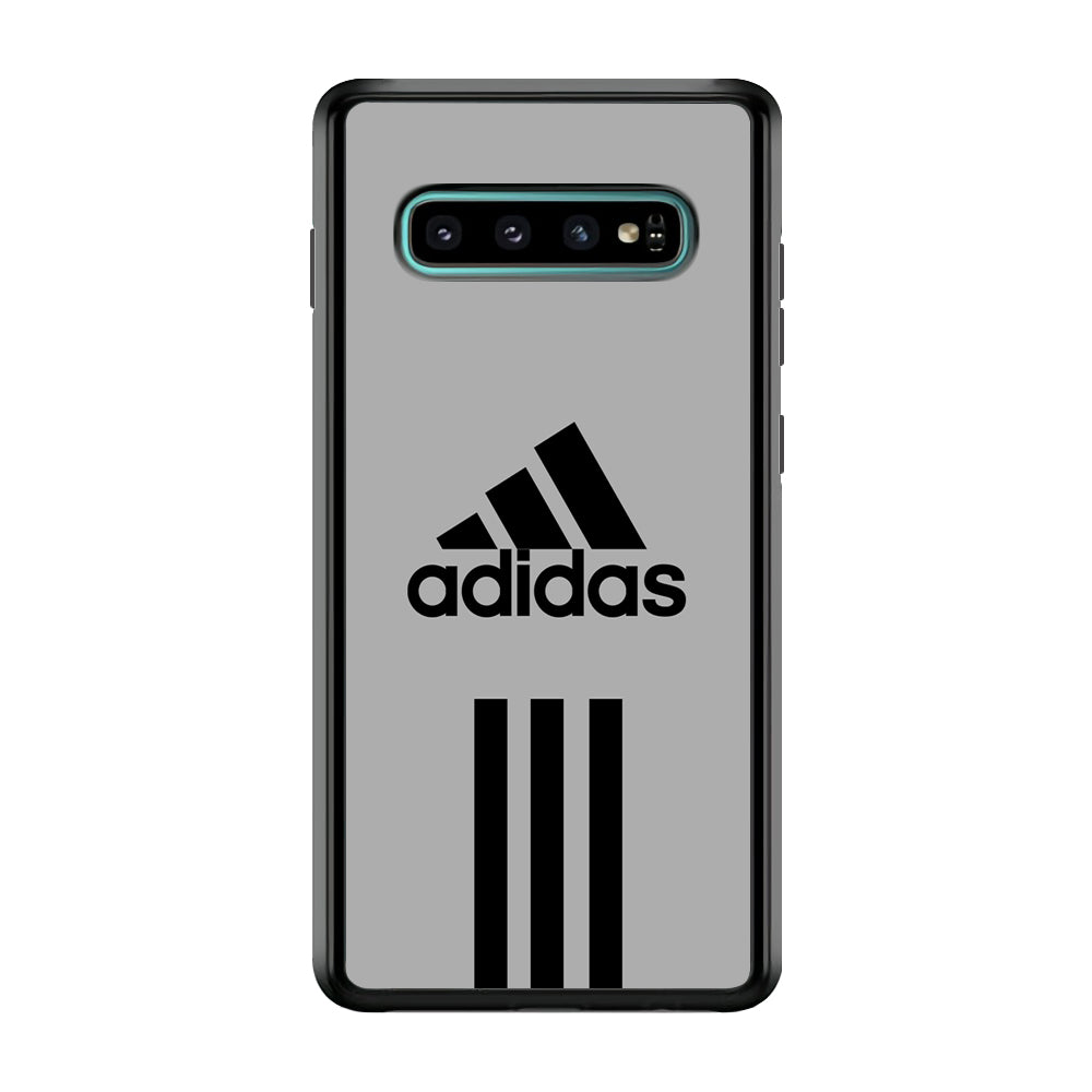Adidas Gray Three Lines Samsung Galaxy S10 Case-Mobile Phone Case-Rubber Black (2D Case)-Altracase