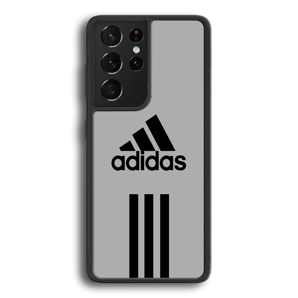 Adidas Gray Three Lines Samsung Galaxy S21 Ultra Case-Mobile Phone Case-Rubber Black (2D Case)-Altracase