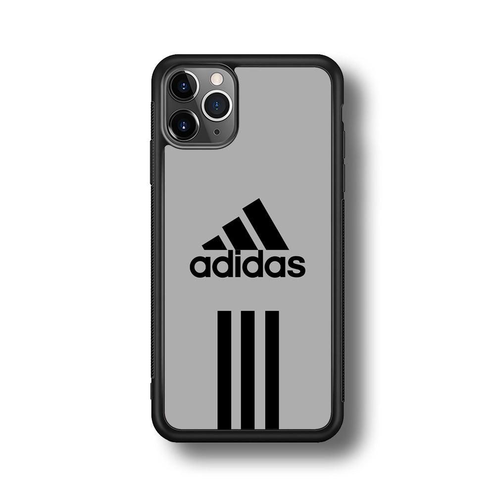 Adidas Gray Three Lines iPhone 11 Pro Max Case-Mobile Phone Case-Rubber Black (2D Case)-Altracase