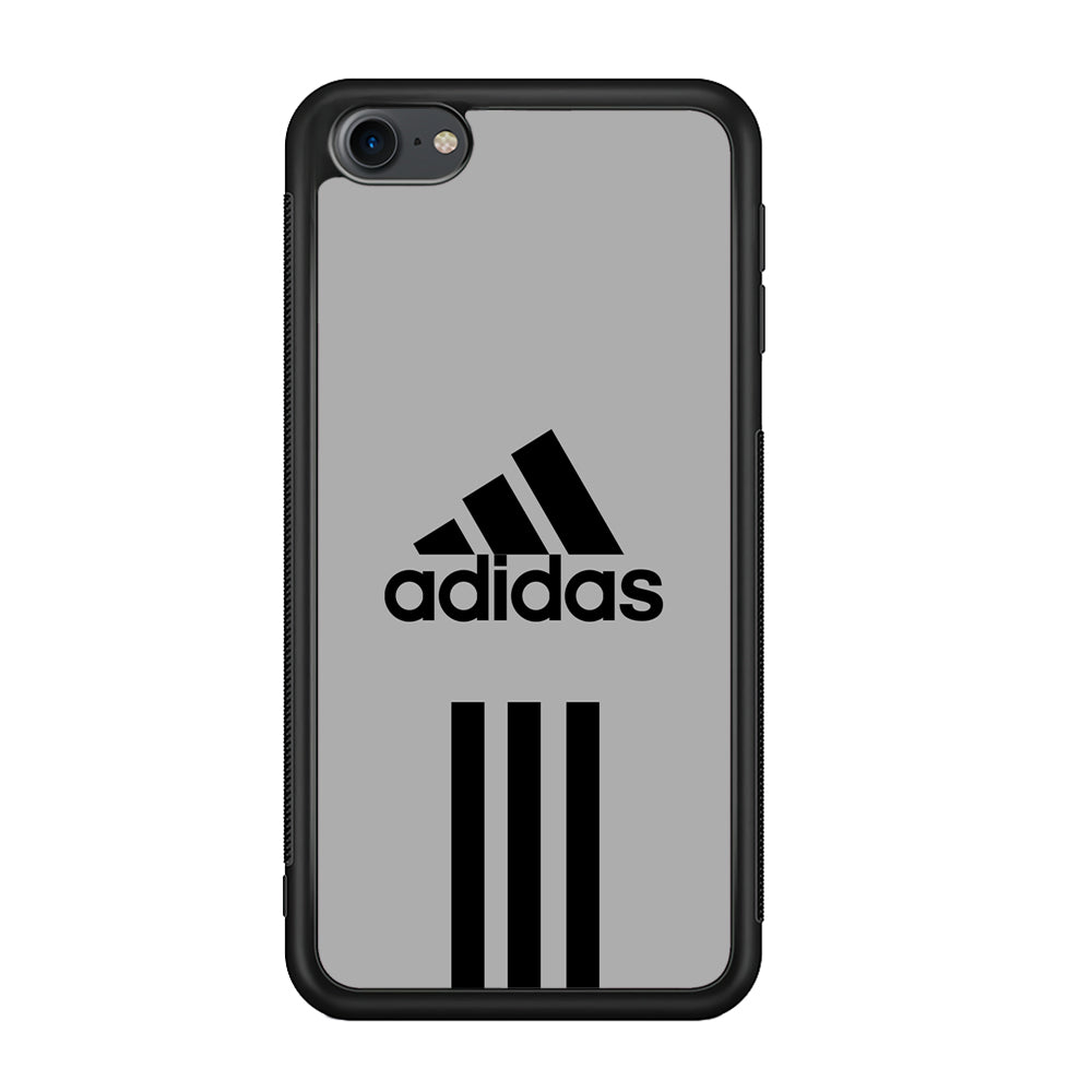 Adidas Gray Three Lines iPod Touch 6 Case-Mobile Phone Case-Rubber Black (2D Case)-Altracase