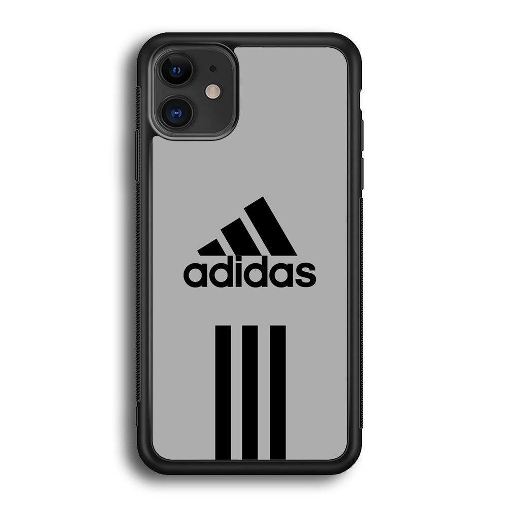 Adidas Gray Three Lines iPhone 11 Case-Mobile Phone Case-Rubber Black (2D Case)-Altracase