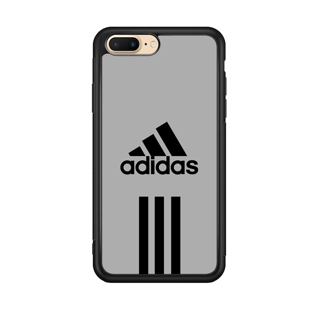 Adidas Gray Three Lines iPhone 8 Plus Case-Mobile Phone Case-Rubber Black (2D Case)-Altracase