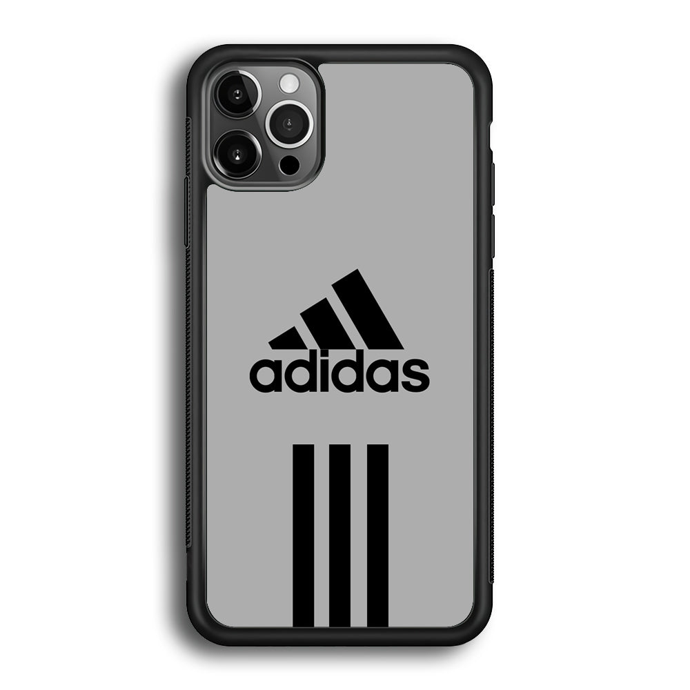 Adidas Gray Three Lines iPhone 12 Pro Max Case-Mobile Phone Case-Rubber Black (2D Case)-Altracase