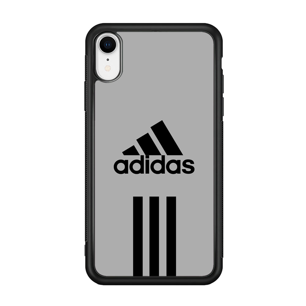 Adidas Gray Three Lines iPhone XR Case-Mobile Phone Case-Rubber Black (2D Case)-Altracase