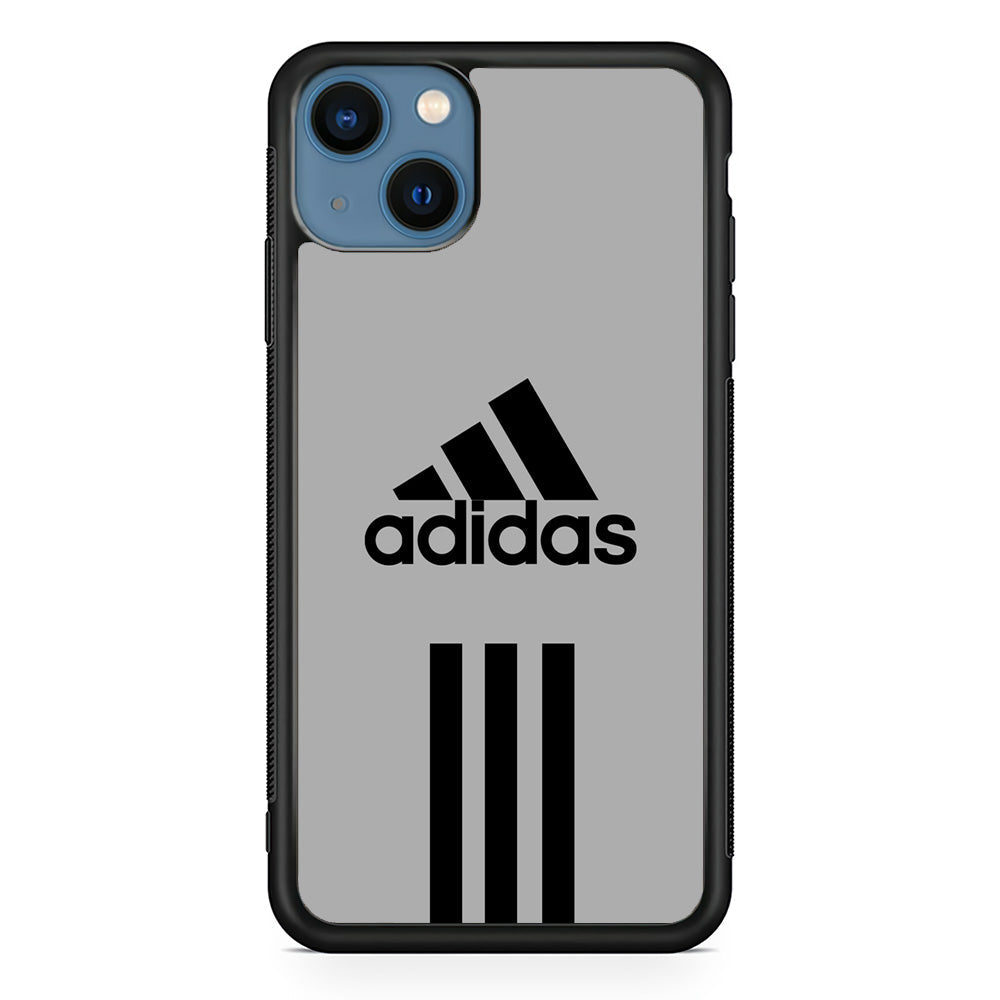 Adidas Gray Three Lines iPhone 15 Plus Case-Mobile Phone Case-Rubber Black (2D Case)-Altracase