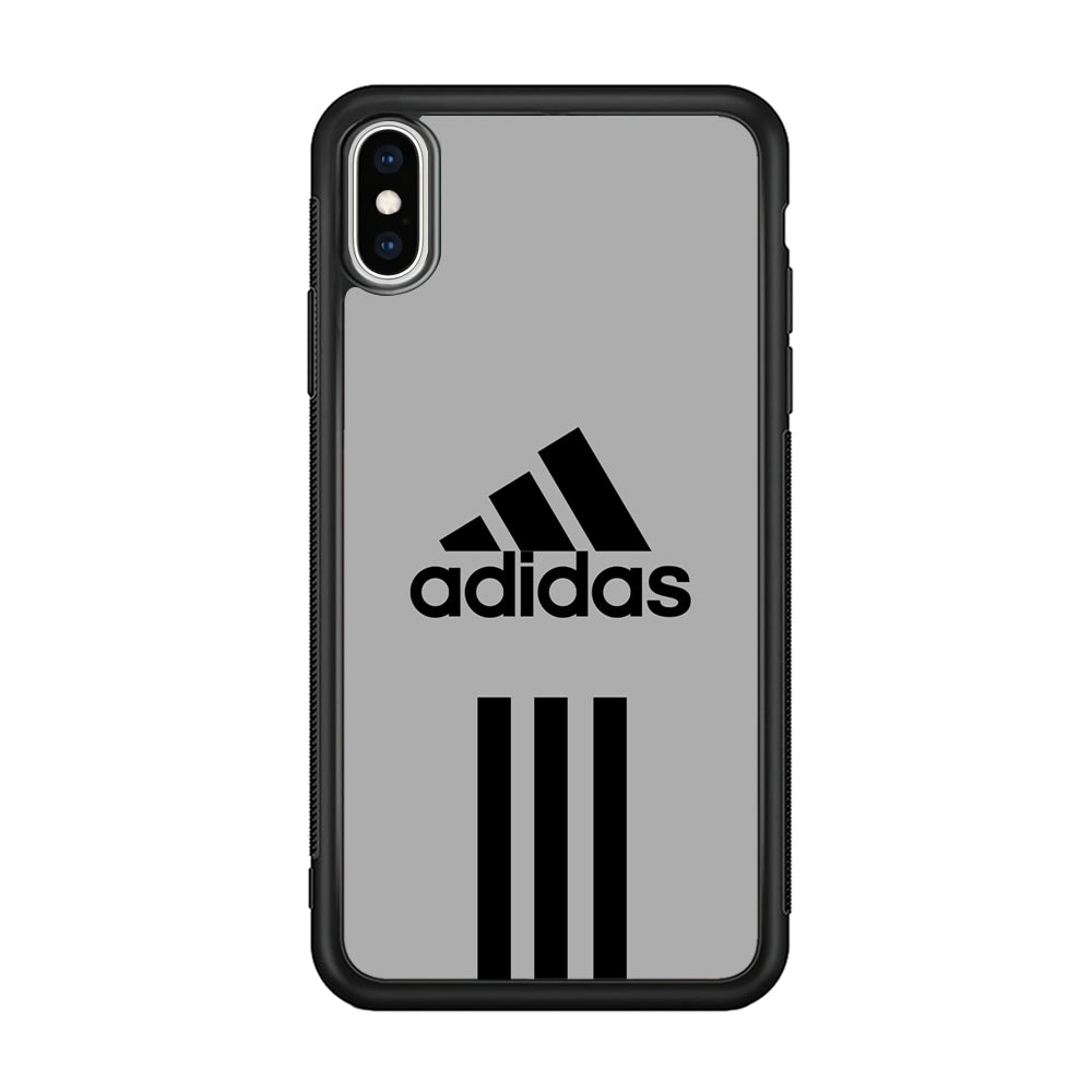 Adidas Gray Three Lines iPhone Xs Max Case-Mobile Phone Case-Rubber Black (2D Case)-Altracase