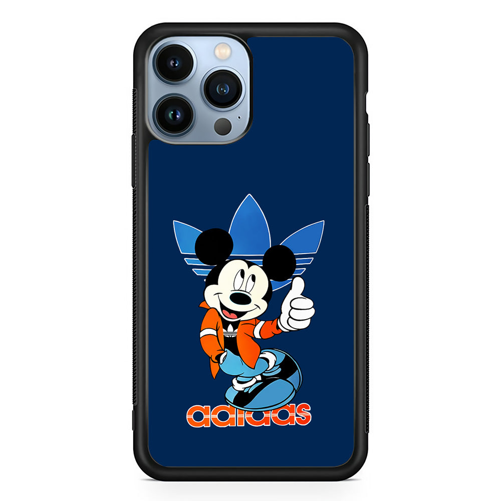 Adidas Mickey Mouse Stylish iPhone 14 Pro Case-Mobile Phone Case-Rubber Black (2D Case)-Altracase