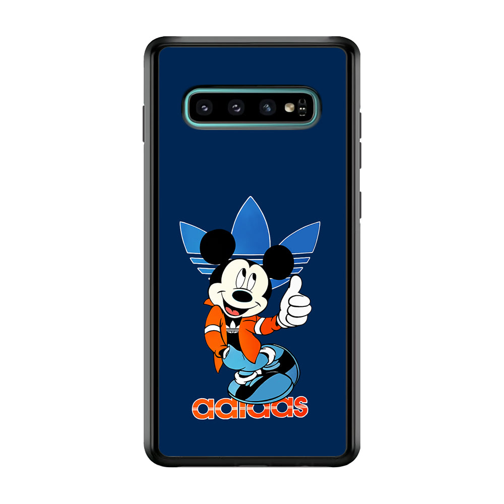 Adidas Mickey Mouse Stylish Samsung Galaxy S10 Case-Mobile Phone Case-Rubber Black (2D Case)-Altracase