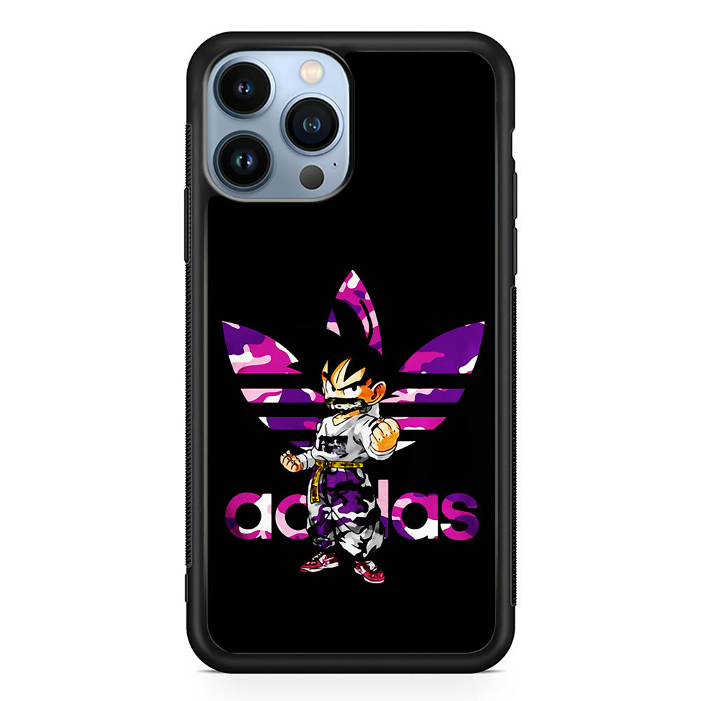 Adidas Purple Camo Son Goku iPhone 14 Pro Max Case-Mobile Phone Case-Rubber Black (2D Case)-Altracase