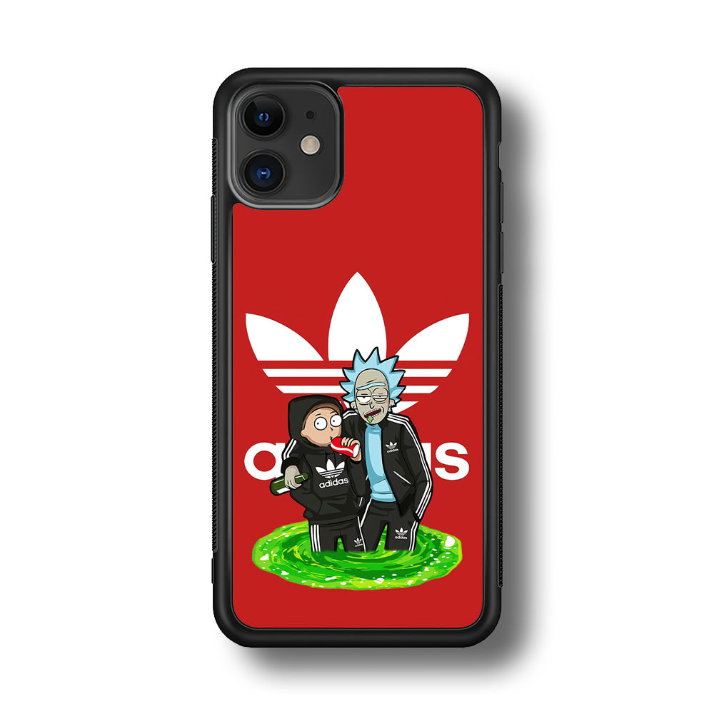 Adidas Rick and Morty Portal iPhone 11 Case-Mobile Phone Case-Rubber Black (2D Case)-Altracase