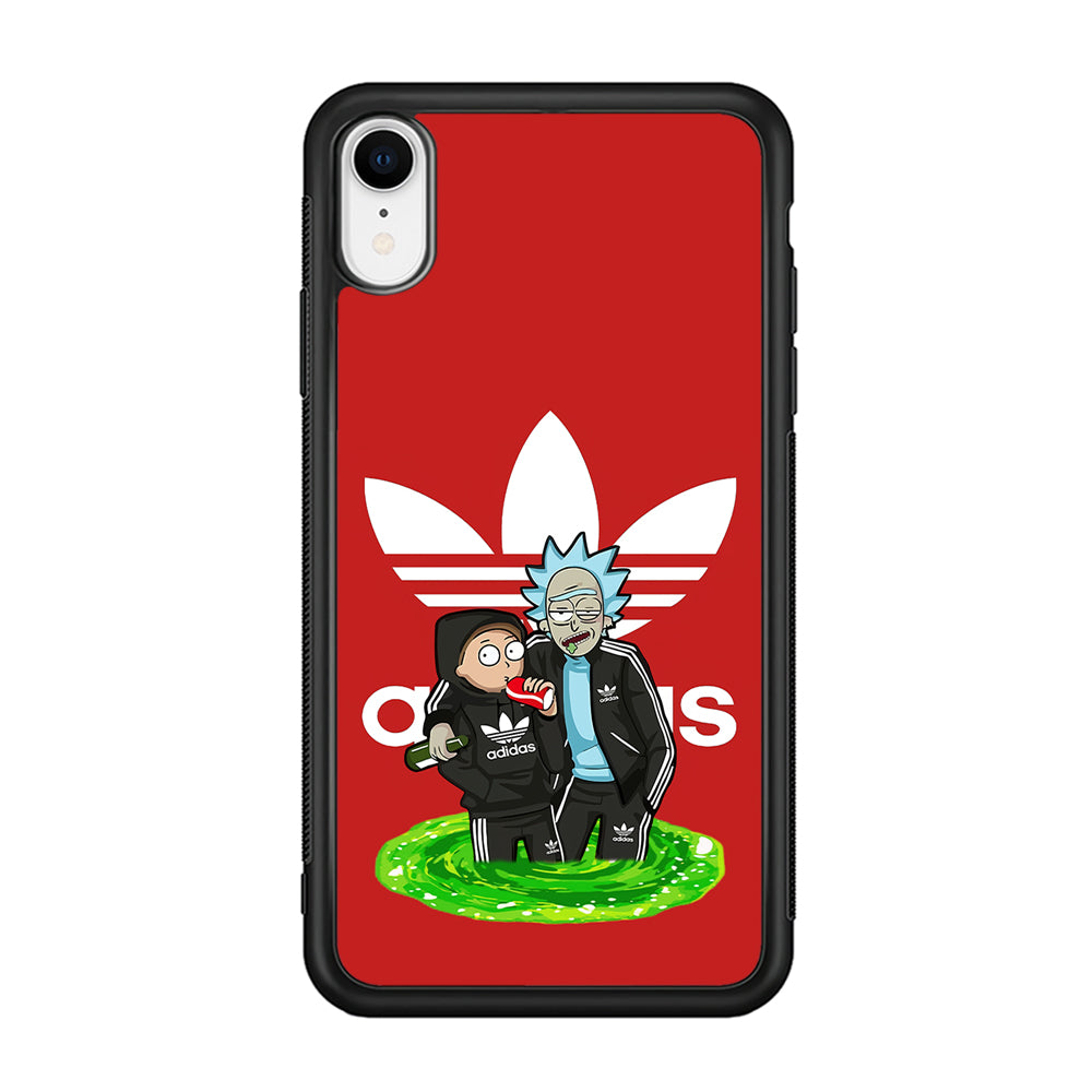 Adidas Rick and Morty Portal iPhone XR Case-Mobile Phone Case-Rubber Black (2D Case)-Altracase