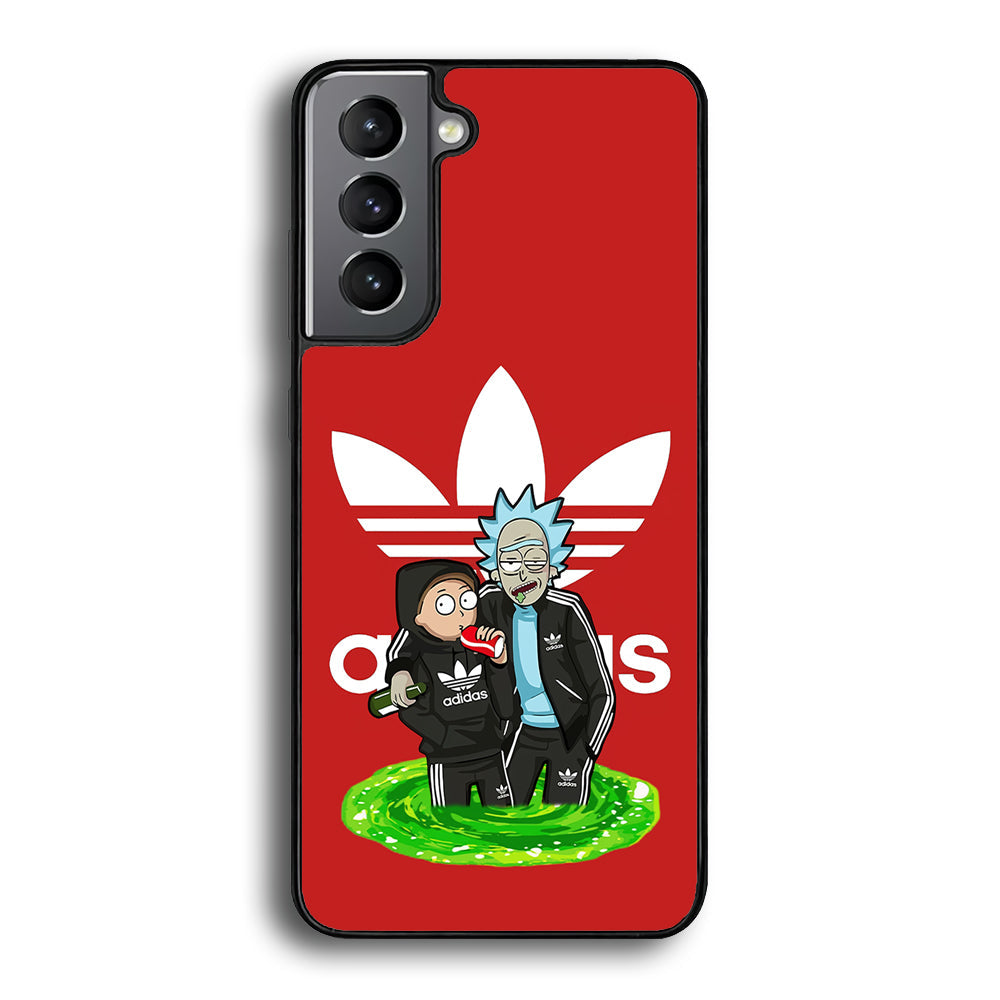 Adidas Rick and Morty Portal Samsung Galaxy S22 Plus Case-Mobile Phone Case-Rubber Black (2D Case)-Altracase