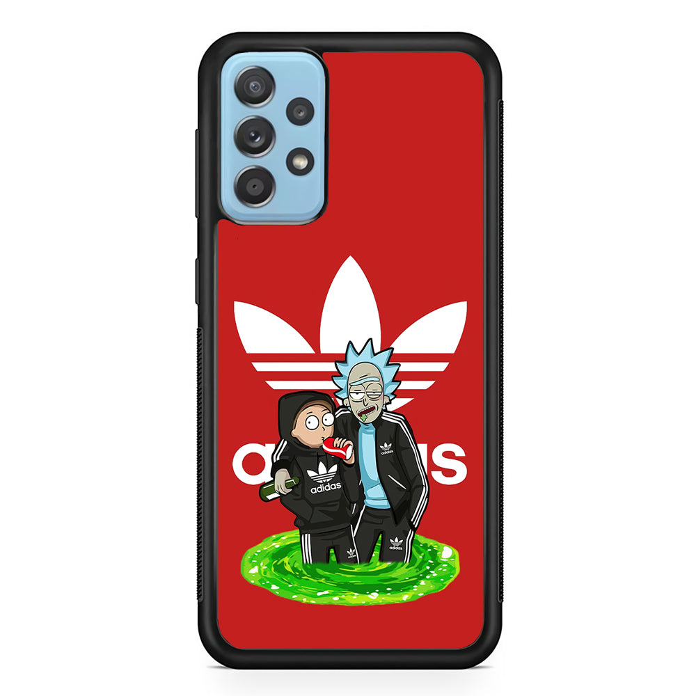 Adidas Rick and Morty Portal Samsung Galaxy A72 Case-Mobile Phone Case-Rubber Black (2D Case)-Altracase