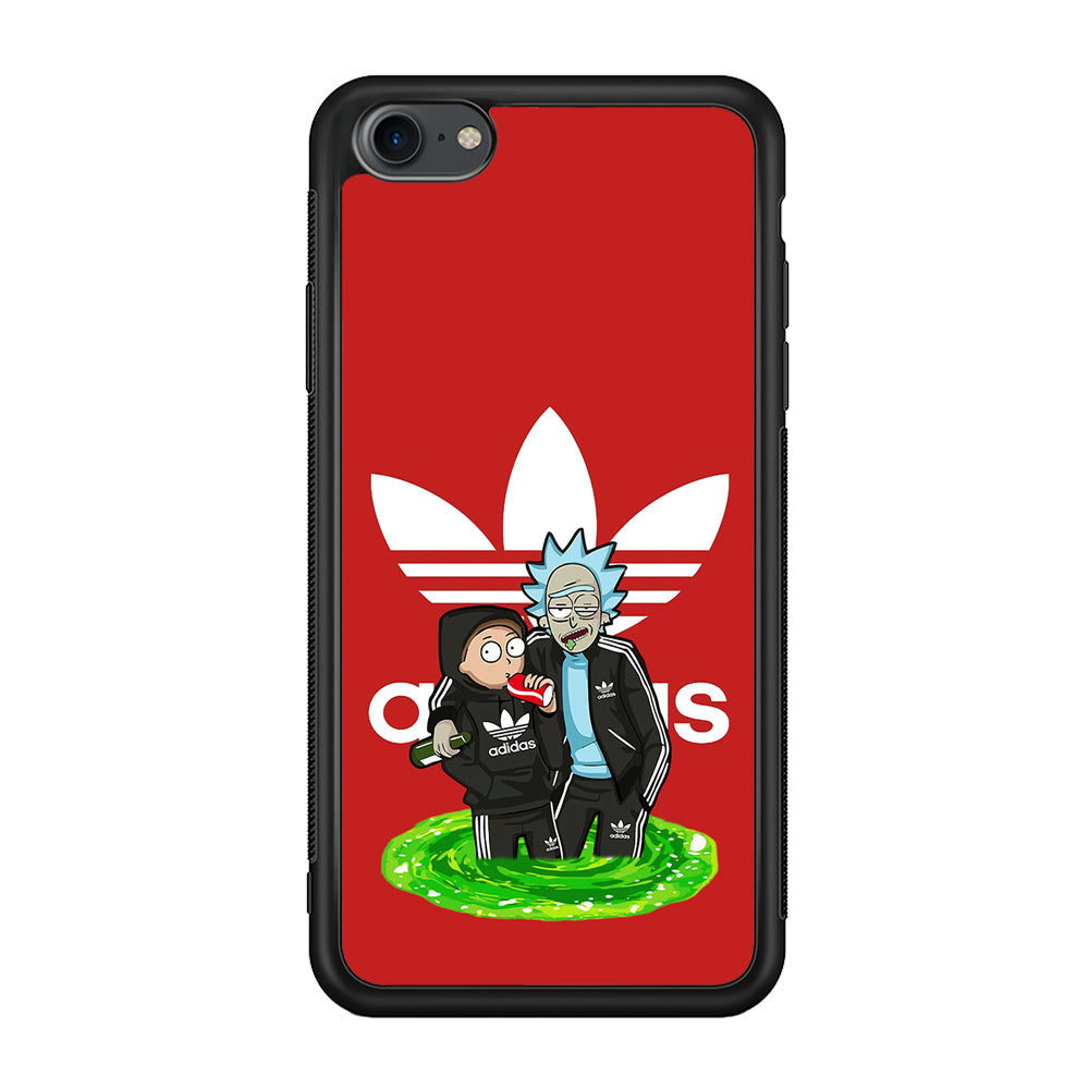 Adidas Rick and Morty Portal iPhone SE 2020 Case-Mobile Phone Case-Rubber Black (2D Case)-Altracase