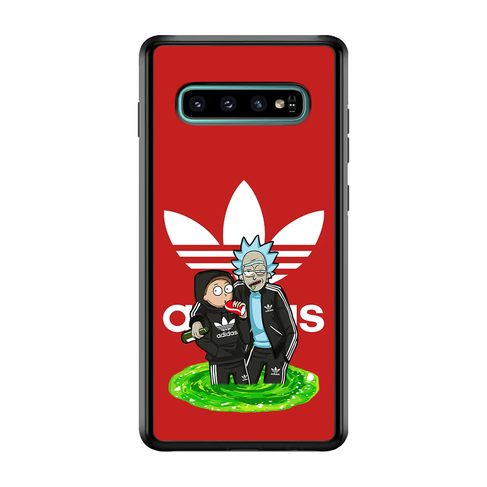 Adidas Rick and Morty Portal Samsung Galaxy S10 Case-Mobile Phone Case-Rubber Black (2D Case)-Altracase