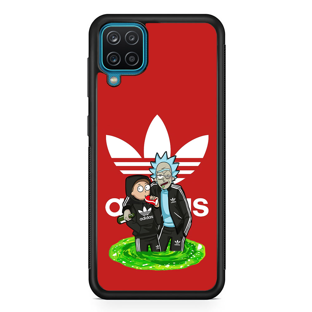 Adidas Rick and Morty Portal Samsung Galaxy A12 Case-Mobile Phone Case-Rubber Black (2D Case)-Altracase