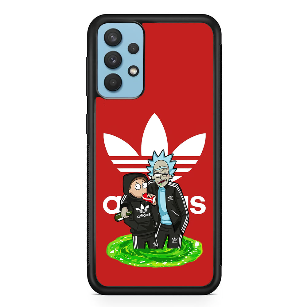 Adidas Rick and Morty Portal Samsung Galaxy A32 Case-Mobile Phone Case-Rubber Black (2D Case)-Altracase