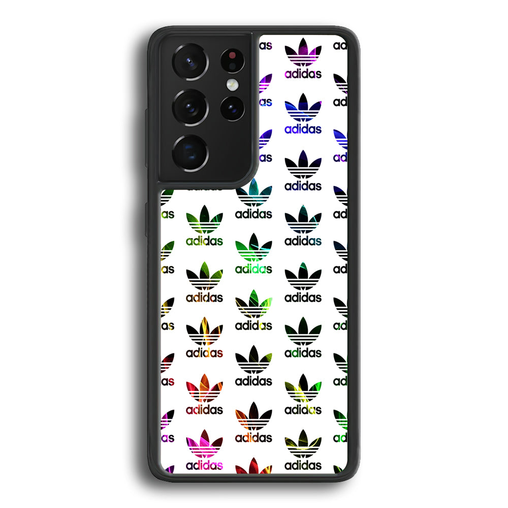Adidas Smoke Colorful Pattern Samsung Galaxy S21 Ultra Case-Mobile Phone Case-Rubber Black (2D Case)-Altracase