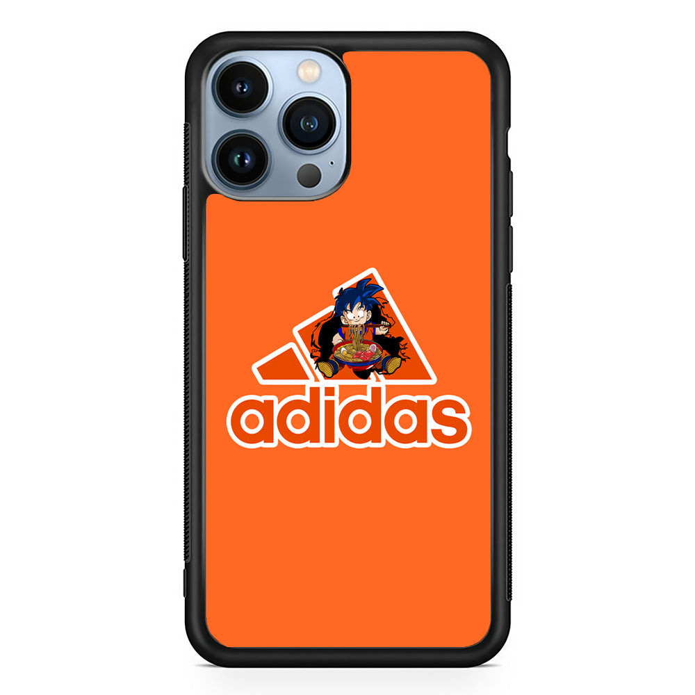 Adidas Son Goku Eats Ramen iPhone 14 Pro Max Case-Mobile Phone Case-Rubber Black (2D Case)-Altracase