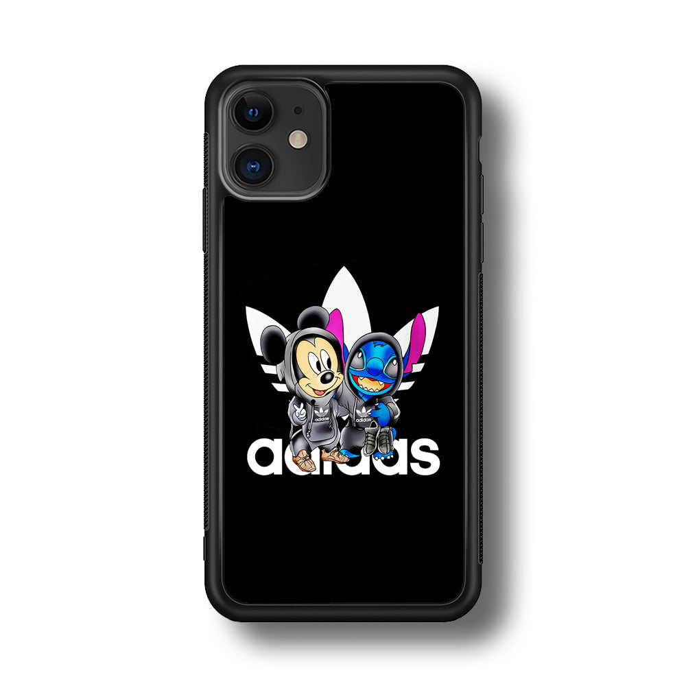 Adidas Stitch X Mickey Mouse iPhone 11 Case-Mobile Phone Case-Rubber Black (2D Case)-Altracase