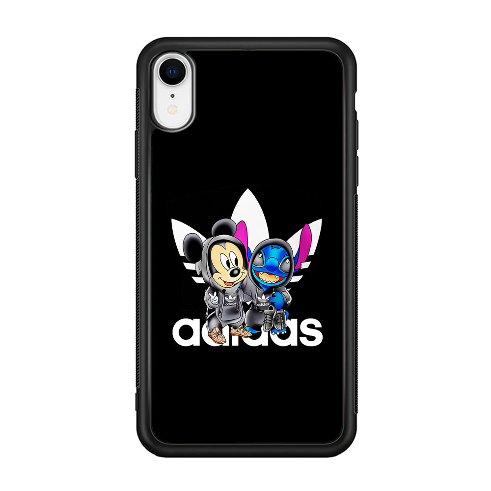Adidas Stitch X Mickey Mouse iPhone XR Case-Mobile Phone Case-Rubber Black (2D Case)-Altracase