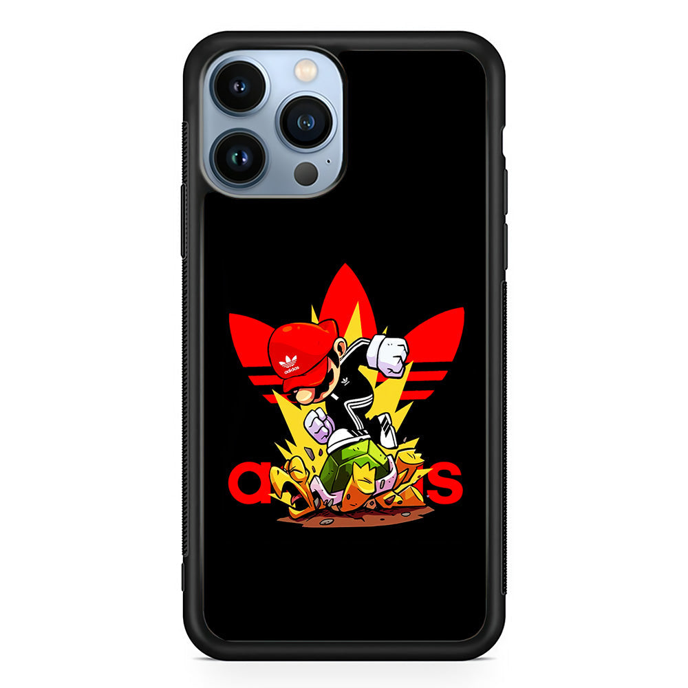 Adidas Super Mario Turtle iPhone 14 Pro Case-Mobile Phone Case-Rubber Black (2D Case)-Altracase