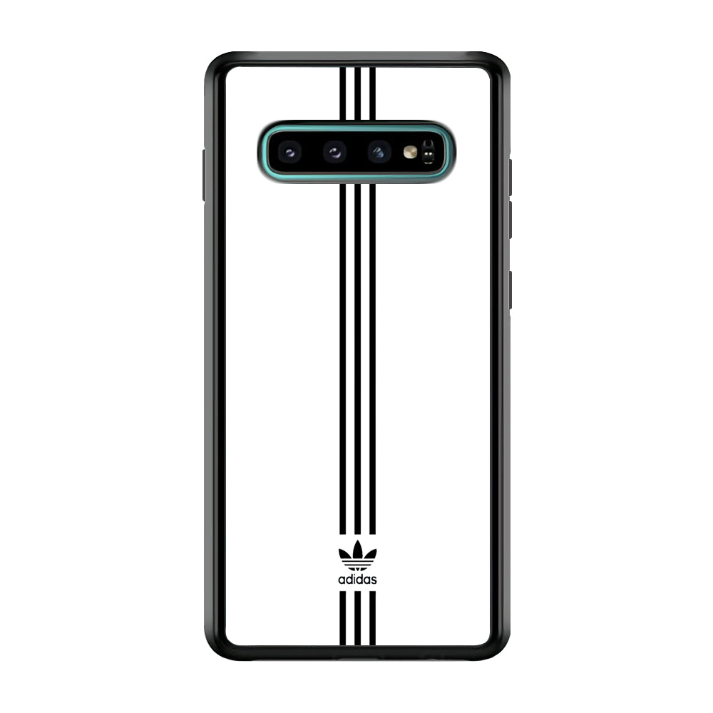 Adidas White Three Lines Samsung Galaxy S10 Plus Case-Mobile Phone Case-Rubber Black (2D Case)-Altracase