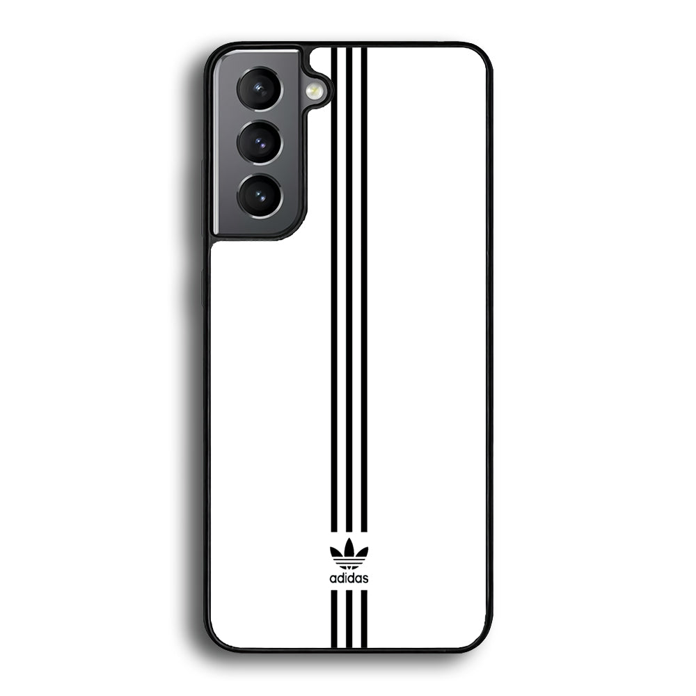 Adidas White Three Lines Samsung Galaxy S23 Case-Mobile Phone Case-Rubber Black (2D Case)-Altracase