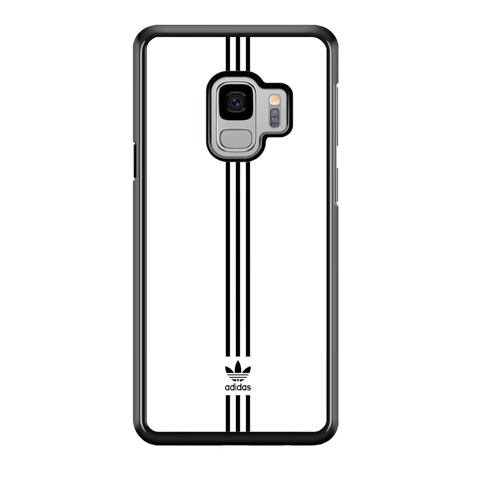 Adidas White Three Lines Samsung Galaxy S9 Case-Mobile Phone Case-Rubber Black (2D Case)-Altracase