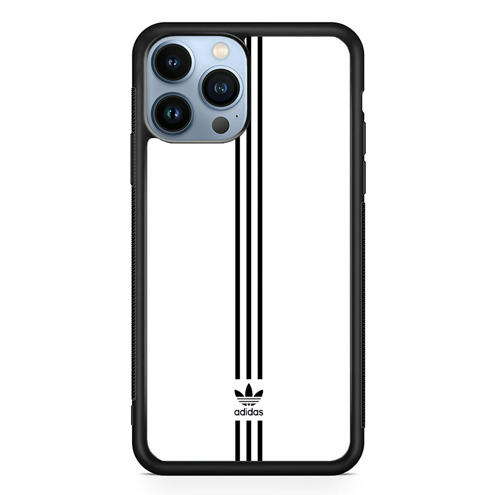 Adidas White Three Lines iPhone 15 Pro Case-Mobile Phone Case-Rubber Black (2D Case)-Altracase
