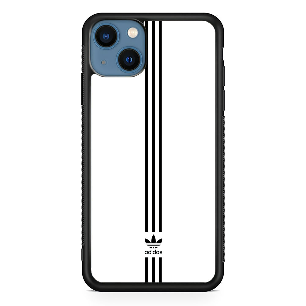 Adidas White Three Lines iPhone 13 Mini Case-Mobile Phone Case-Rubber Black (2D Case)-Altracase