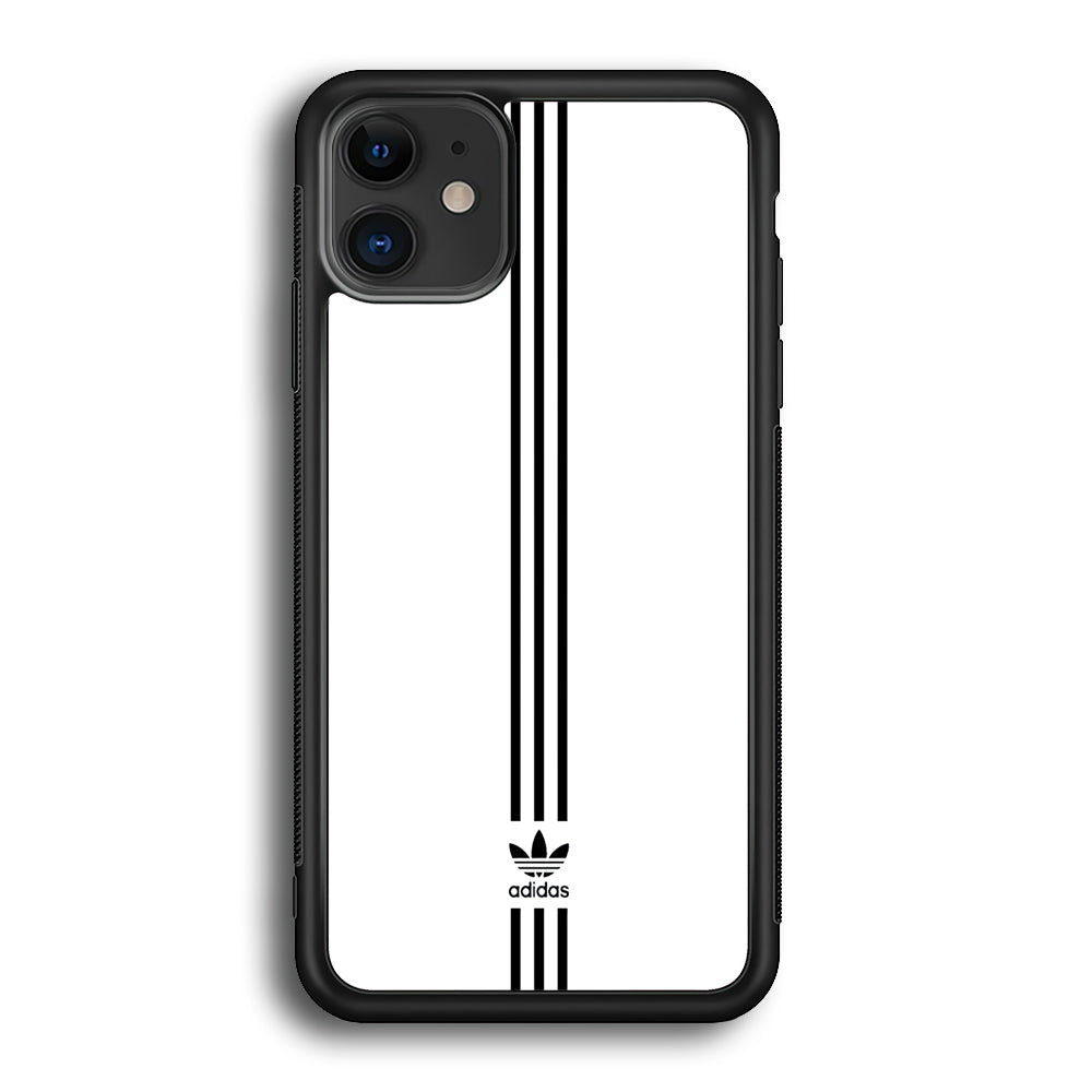 Adidas White Three Lines iPhone 12 Mini Case-Mobile Phone Case-Rubber Black (2D Case)-Altracase