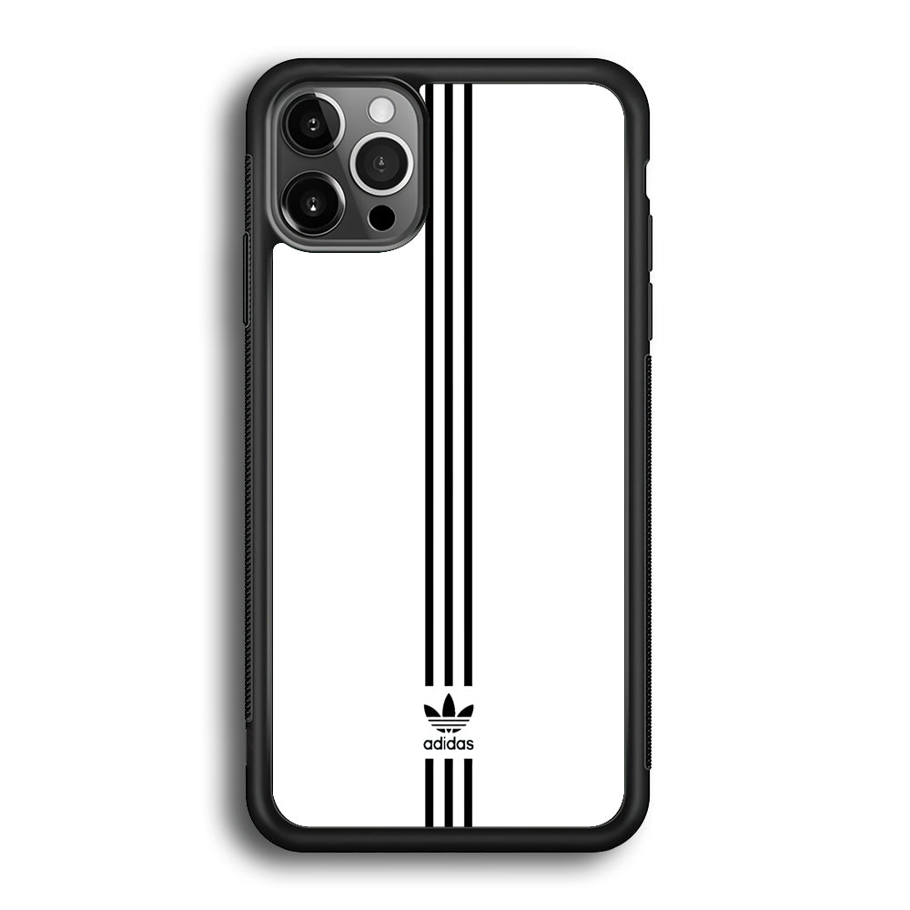 Adidas White Three Lines iPhone 12 Pro Case-Mobile Phone Case-Rubber Black (2D Case)-Altracase