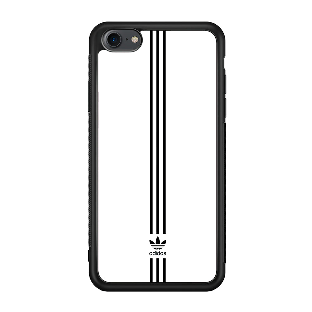 Adidas White Three Lines iPhone SE 3 2022 Case-Mobile Phone Case-Rubber Black (2D Case)-Altracase