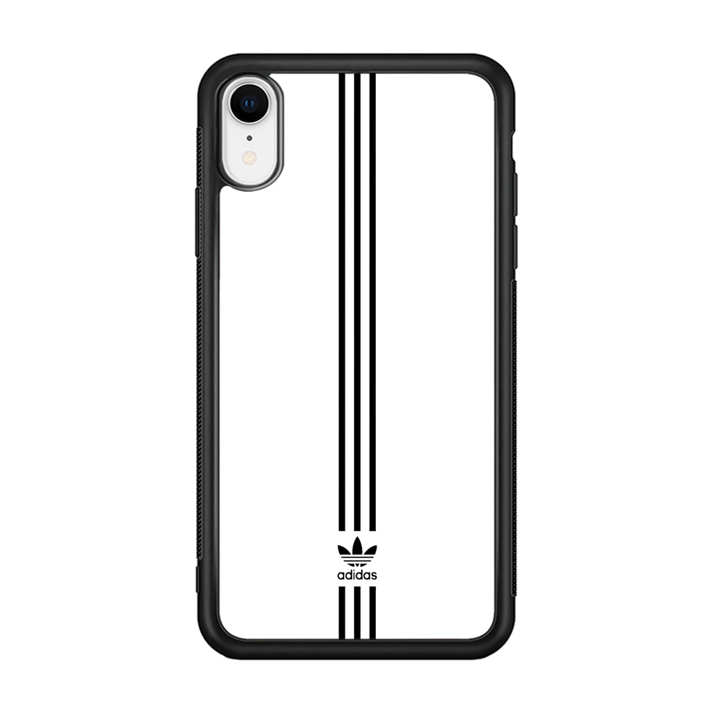 Adidas White Three Lines iPhone XR Case-Mobile Phone Case-Rubber Black (2D Case)-Altracase