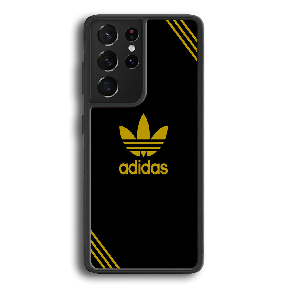 Adidas Yellow Color Samsung Galaxy S21 Ultra Case-Mobile Phone Case-Rubber Black (2D Case)-Altracase