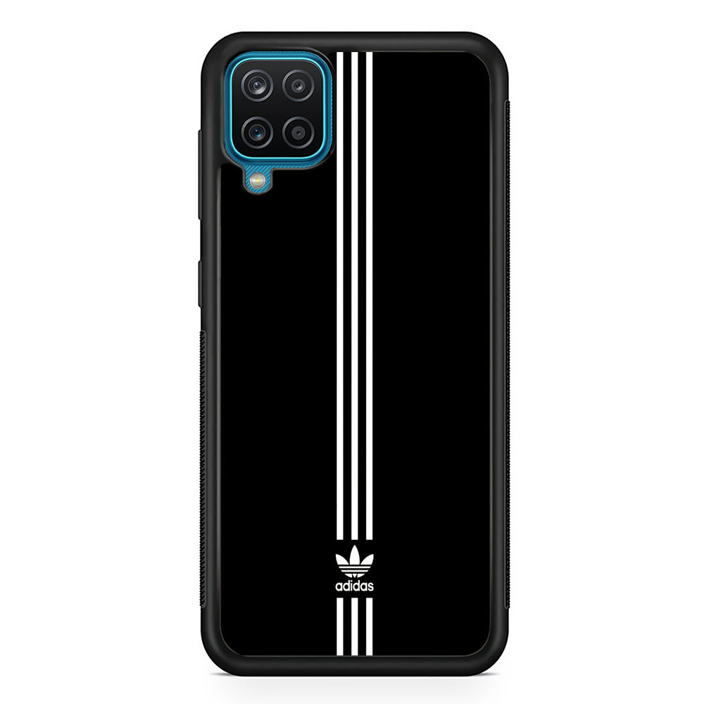 Adidas Black Three Lines Samsung Galaxy A12 Case-Mobile Phone Case-Rubber Black (2D Case)-Altracase
