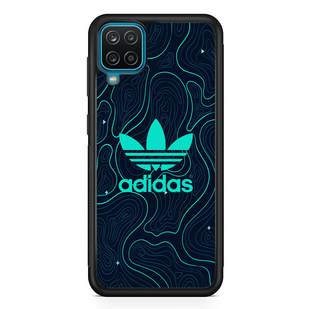 Adidas Glowing Blue Contour Samsung Galaxy A12 Case-Mobile Phone Case-Rubber Black (2D Case)-Altracase