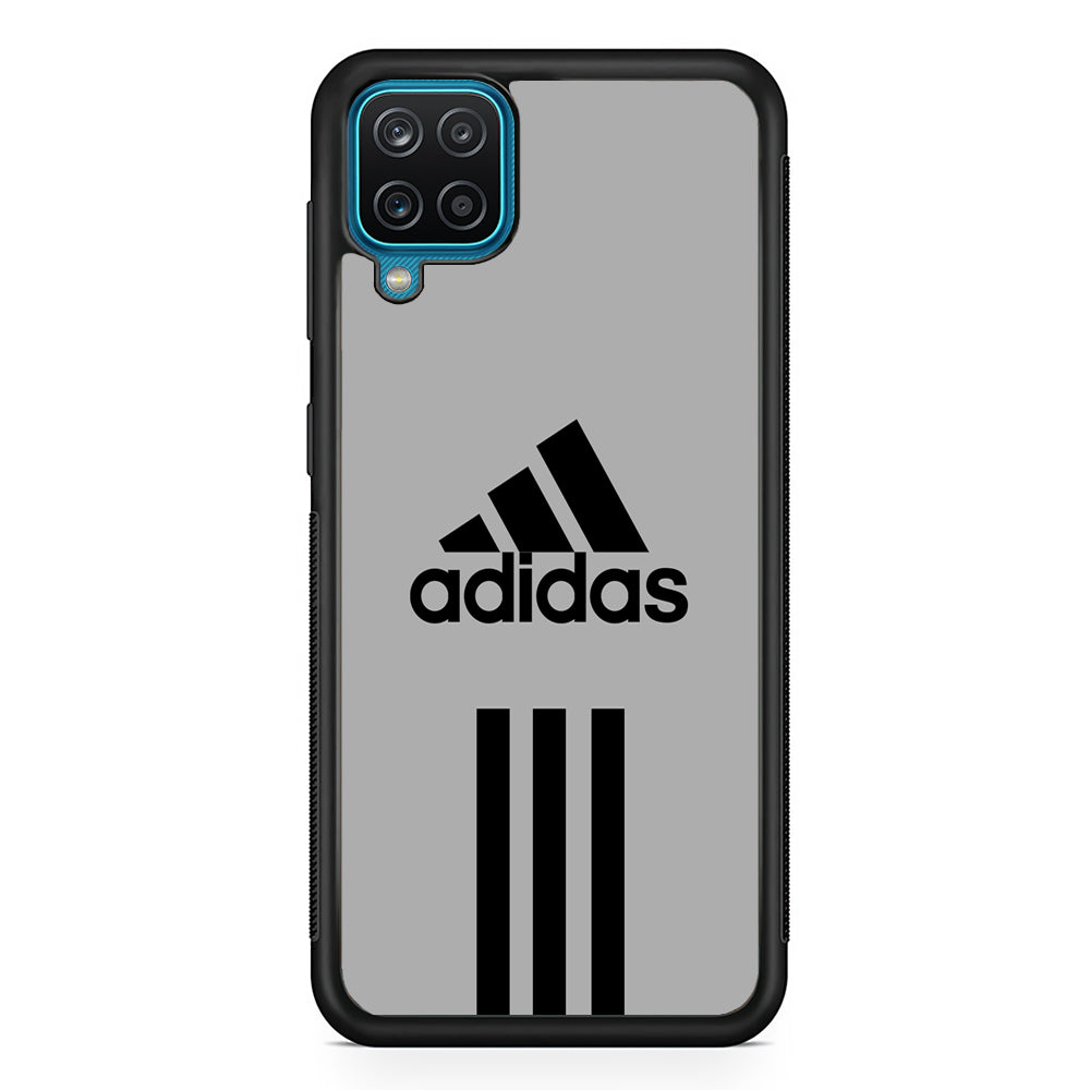 Adidas Gray Three Lines Samsung Galaxy A12 Case-Mobile Phone Case-Rubber Black (2D Case)-Altracase