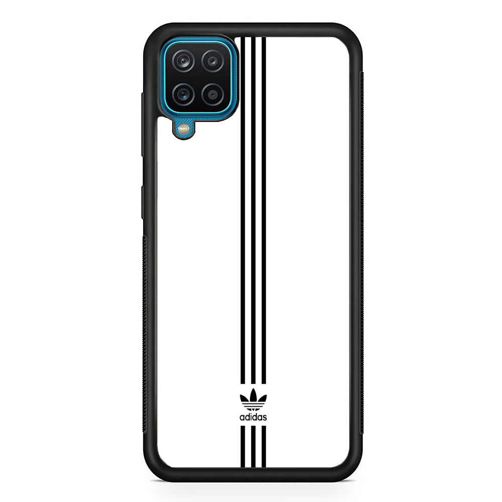 Adidas White Three Lines Samsung Galaxy A12 Case-Mobile Phone Case-Rubber Black (2D Case)-Altracase