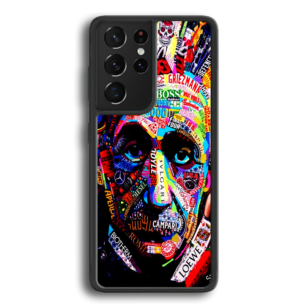 Albert Einstein Abstract Samsung Galaxy S21 Ultra Case-Phone Case-Rubber Black (2D Case)-Altracase