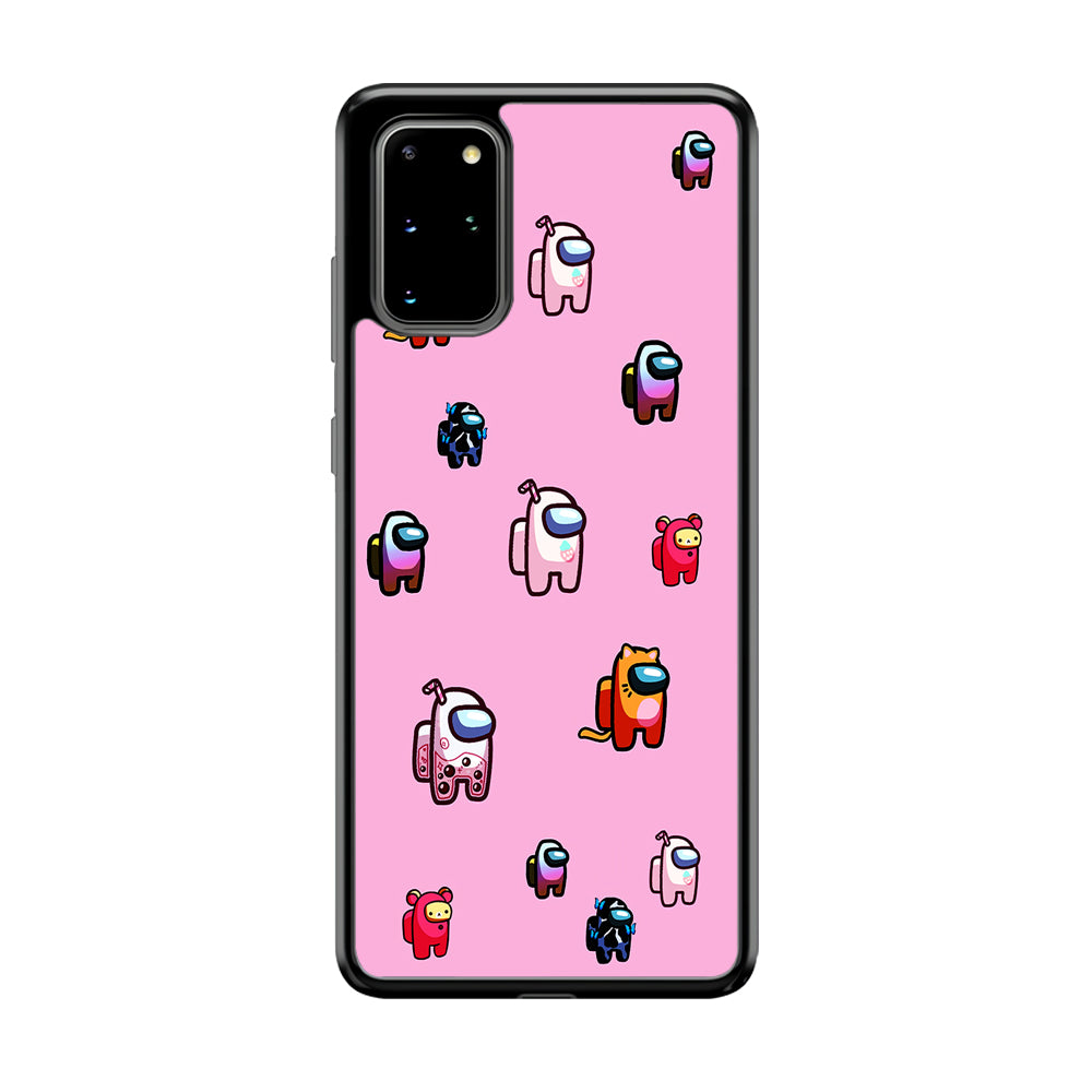 Among Us Cute Pink Samsung Galaxy S20 Plus Case-Phone Case-Rubber Black (2D Case)-Altracase
